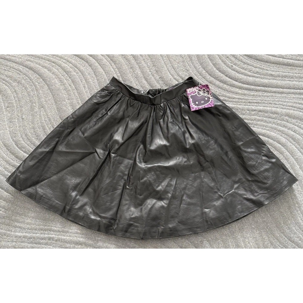 Sanrio Hello Kitty X Target Mini Skirt XS‎ Black Faux Leather Embossed Print NWT